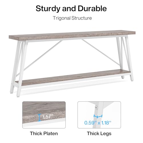 70.9" Industrial Entryway Console Sofa Table, Long, White
