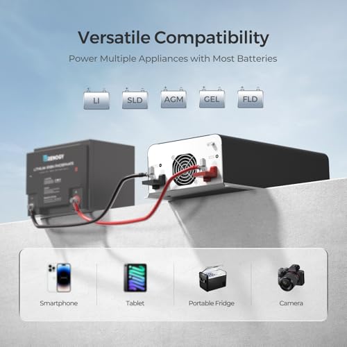 Renogy Inverter PUH, 3000W Pure Sine Wave Power Inverter with UPS Transfer Switch & Bluetooth, 12V DC to 120V AC Converter for RV, Truck, Home,Camping - 6000W Surge Power, Remote Monitoring
