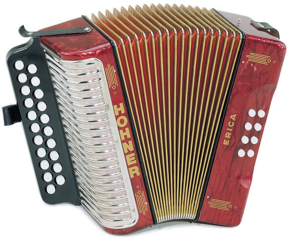 Hohner Diatonic Button Accordion 1600/2 Erica Two-Row Ad, Red