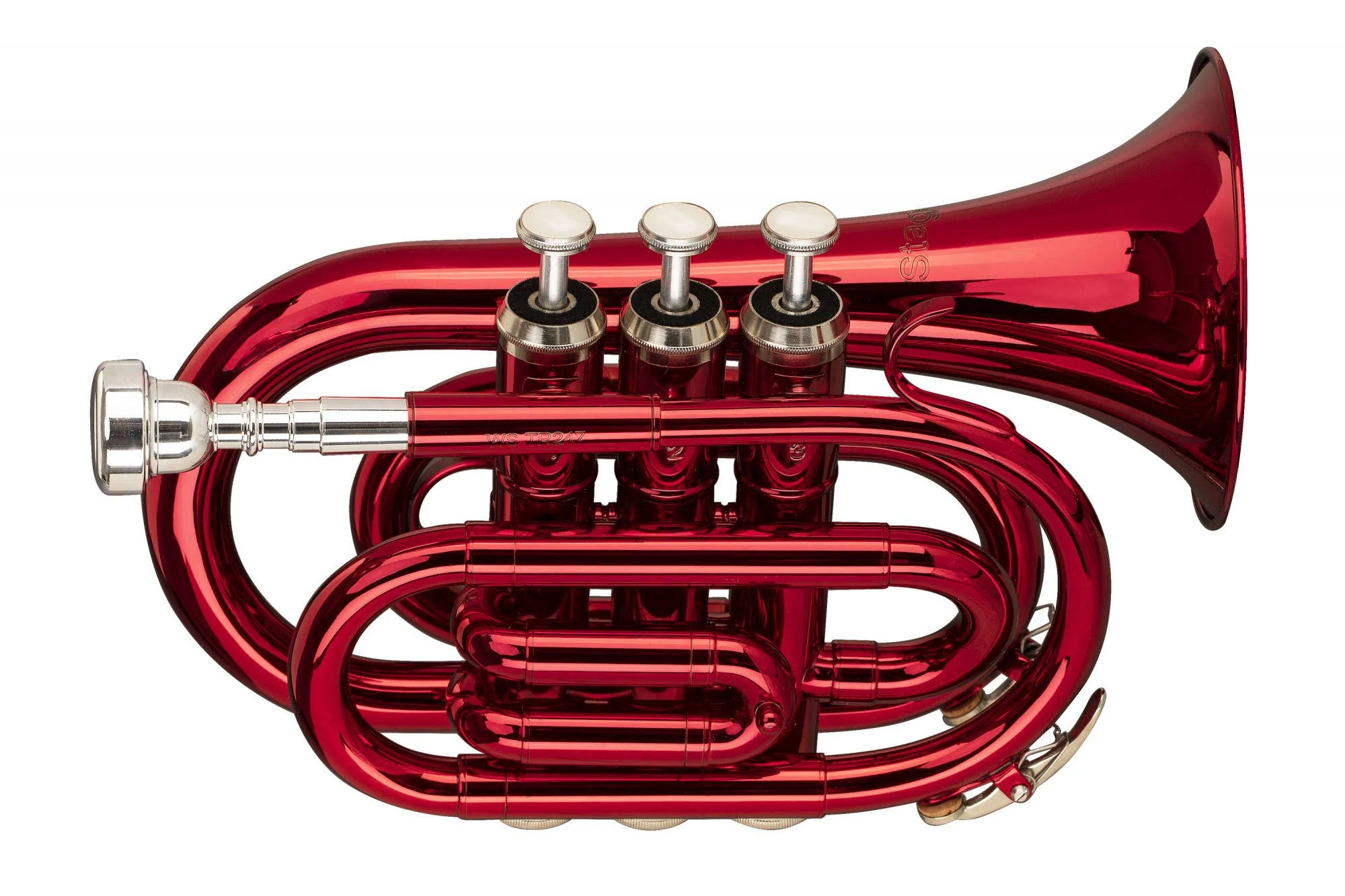 Stagg WS - TR247S Bb Red Pocket Trumpet with Case