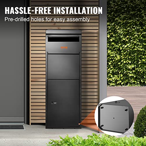 VEVOR Package Delivery Boxes for Outside 16.2"x15.8"x44", Galvanized Steel Package Delivery Box with Coded Lock, Removable Anti-theft Baffle, IPX3 Waterproof Parcel Drop Box for Outside, Porch