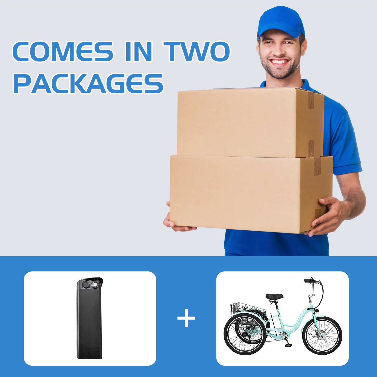 Lilypelle Electric Tricycle ,3 Wheel Motorized Bicycle,with 350W Motor 36V 10.4AH Lithium Battery ,24" Adults Electric Trike, Three Wheel Ebike E Bicycle with Basket