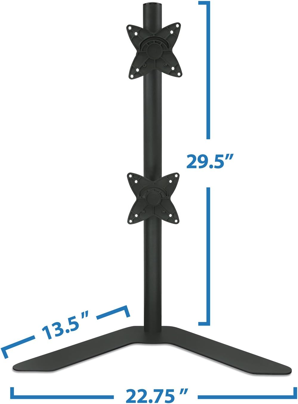 Mount-It! Dual Monitor Stand | Vertical Stack Free Standing Desk Mount | Adjustable Height for Computer Monitor Screens Up To 27 Inches, VESA 75x75 and 100x100, Black (MI-758)