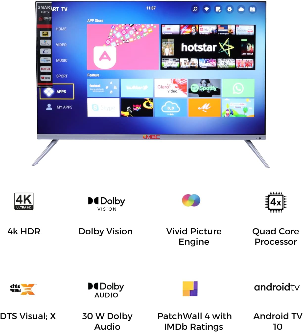 MBC LED TV (55 inches) HD Smart LED TV M55216VS11 Andriod 11.0