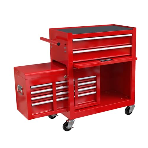 High Capacity Rolling Tool Chest, 8 Drawer Rolling Tool Chest with Wheels High Capacity Lockable Tool Storage Cabinet Toolbox Organizer for Garage Warehouse Workshop