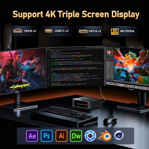 Beelink SER8 Mini PC AMD Ryzen 7 8745HS(Max 4.9GHz), 24GB DDR5 1TB PCIE4.0 SSD Mini Computer, AMD Radeon 780M Graphics 12 core 2600MHz Gaming PC,Triple Display USB4/DP/HDMI, 2.5G LAN Micro PC