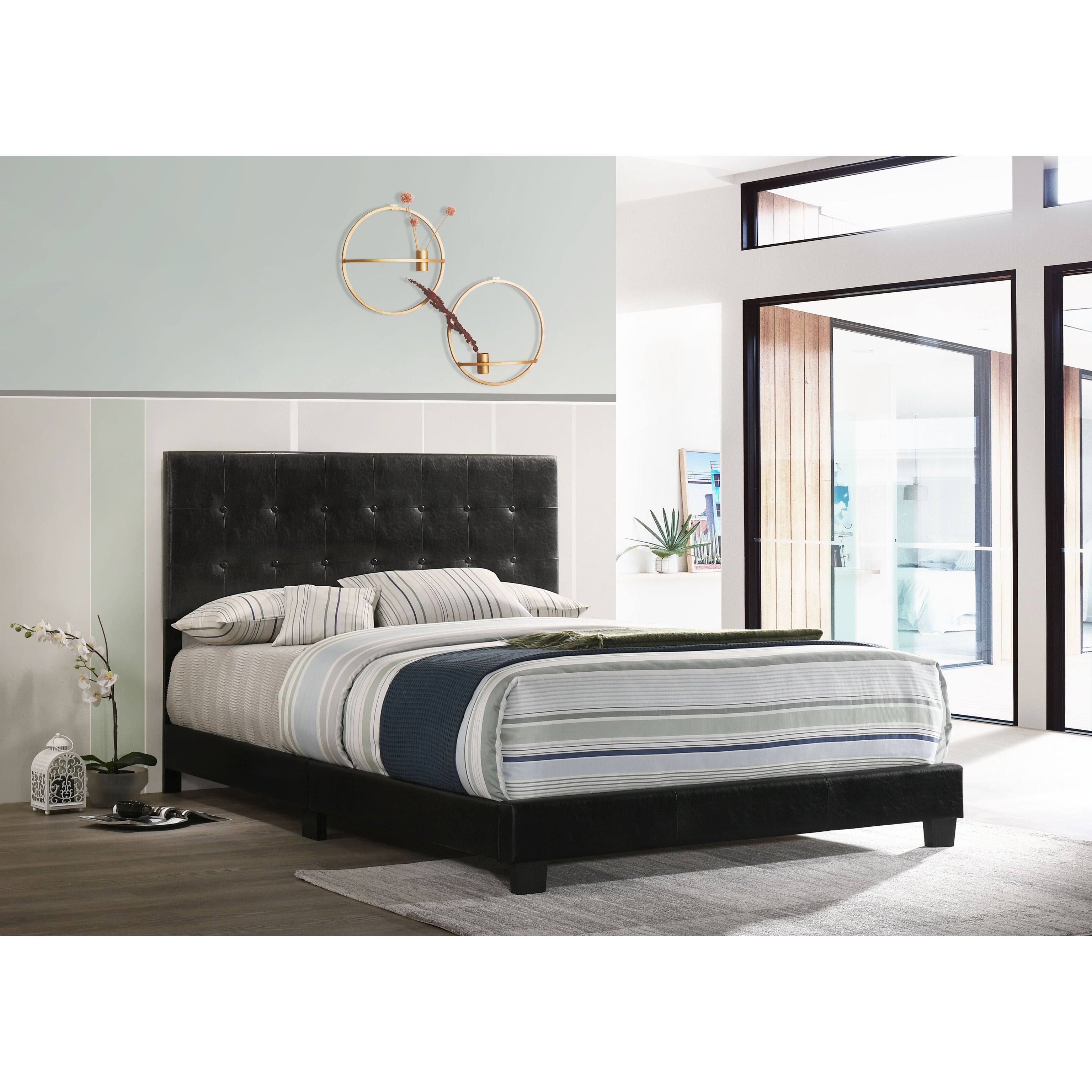 Glory Furniture Caldwell Faux Leather Panel Twin Bed in Black