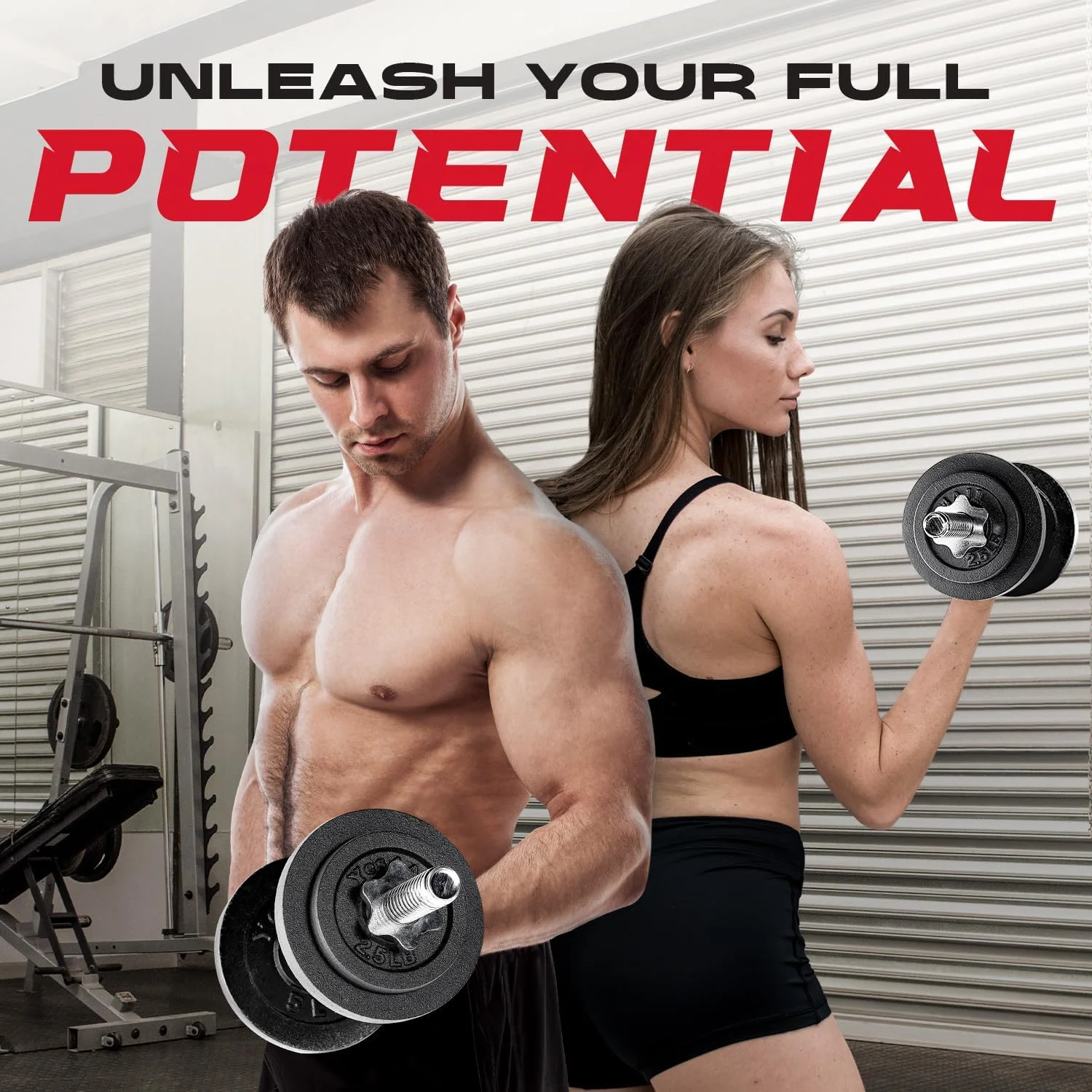 Yes4All 50 lbs Adjustable Dumbbell Weight Set For Home Gym, Cast Iron Dumbbell, Pair