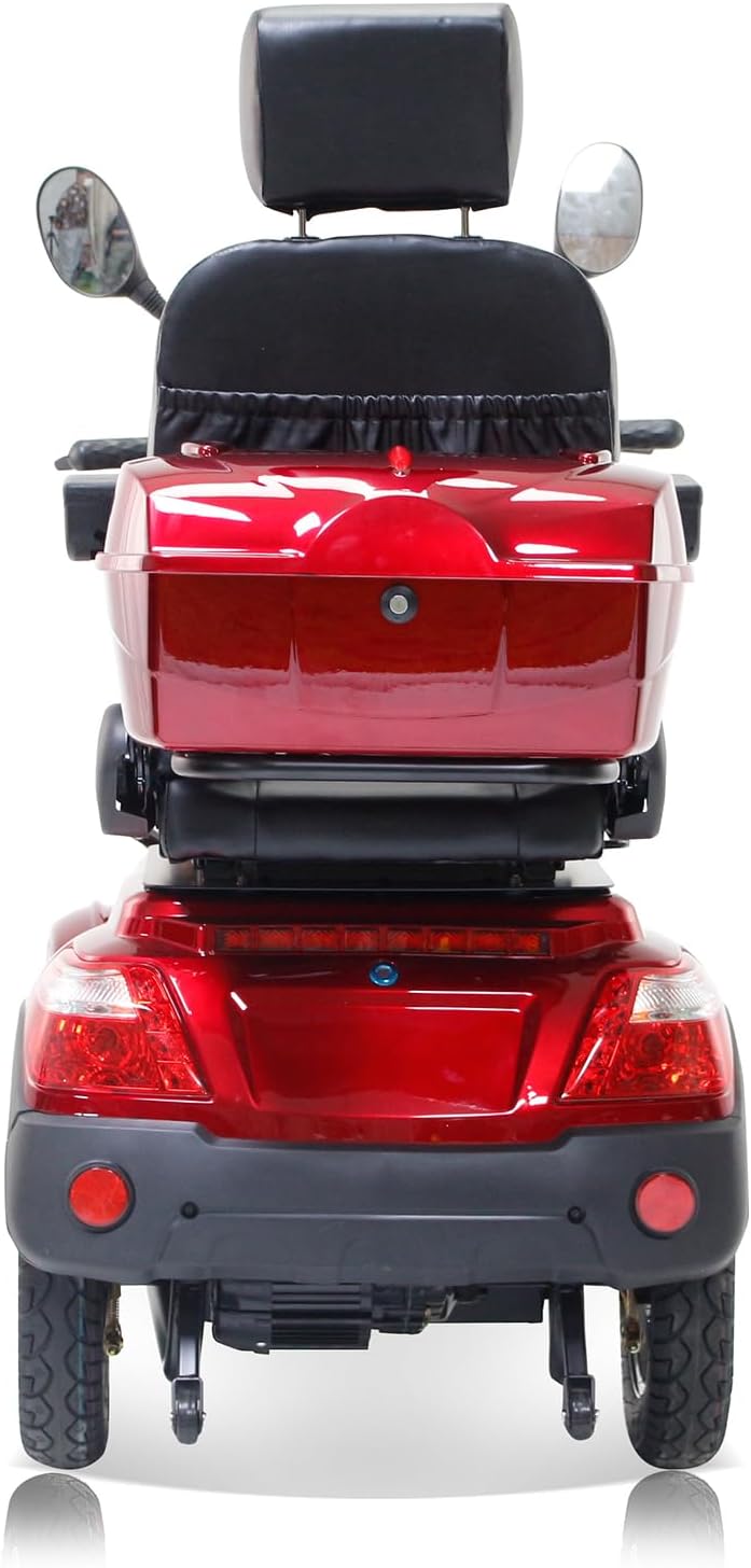 Electric Mobility Scooter for Adults & Seniors, Heavy Duty 4 Wheel Mobility Scooters 500lbs Capacity 800W All Terrain Powered Mobility Scooter for Travel, 3-Speed Elderly Handicap Scooter-Red