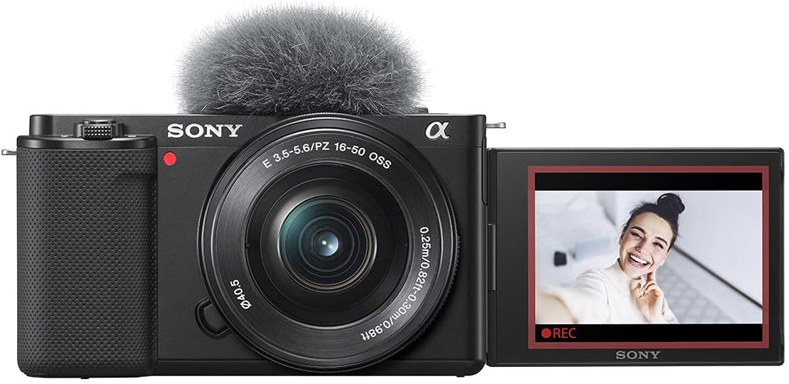 Sony ZV-E10 Mirrorless Camera with 16-50mm Lens, Black Bundle with Mac Photo Editing Software Suite, 32GB SD Memory Card, Shoulder Bag, 40.5mm Filter Kit
