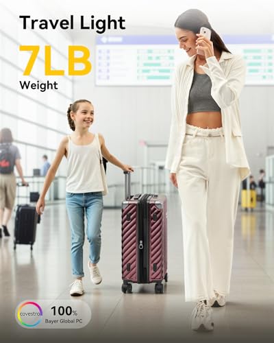 LUGGEX 3 Piece Luggage Sets with Spinner Wheels - 100% Polycarbonate Expandable Hard Suitcases with Wheels - Travel Luggage TSA Approve (Black, 20/24/28)