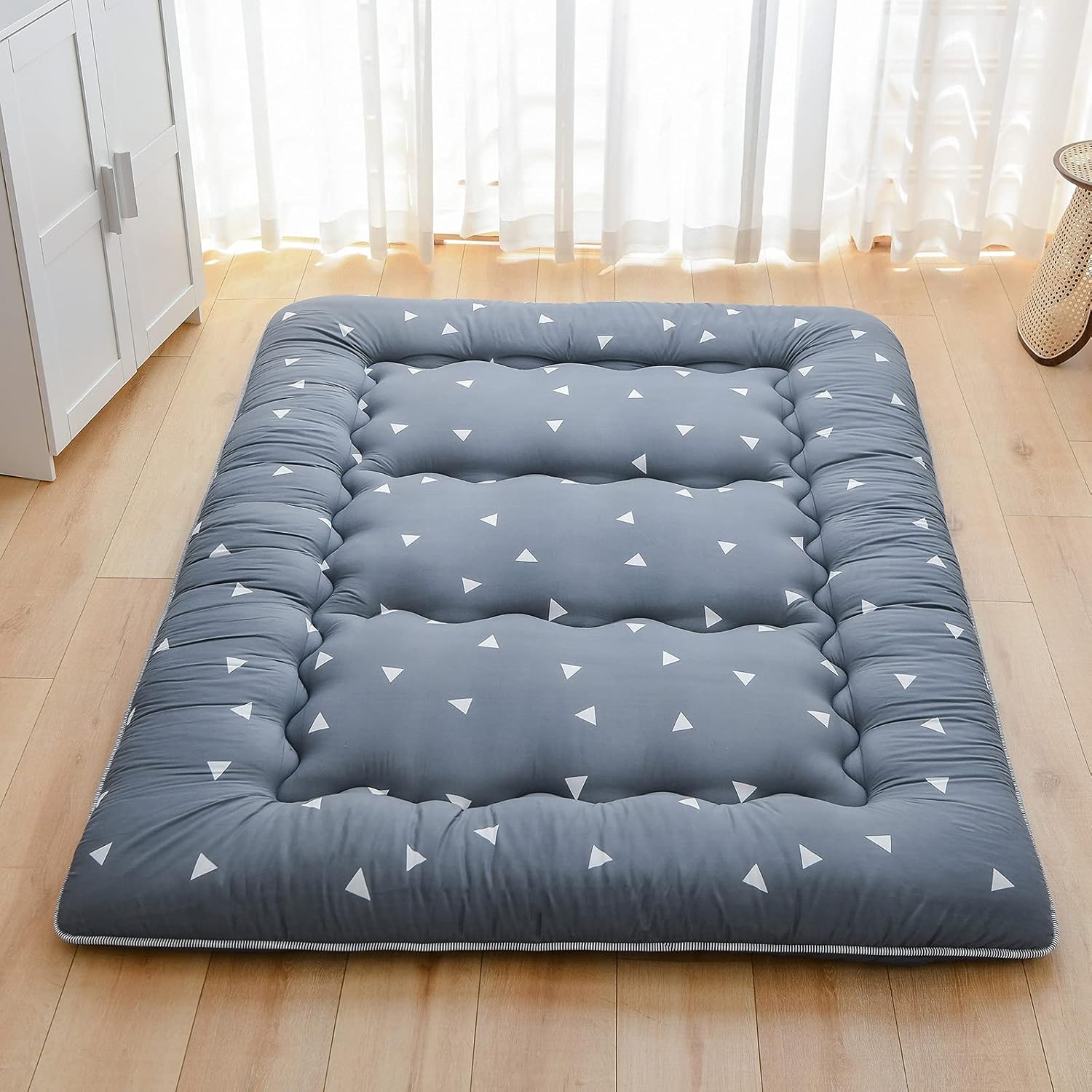 XICIKIN Japanese Floor Mattress, Japanese Futon Mattress Foldable Mattress, Roll Up Mattress Tatami Mat with Washable Cover, Easy to Store and Portable for Camping, Cactus, Twin Full Queen