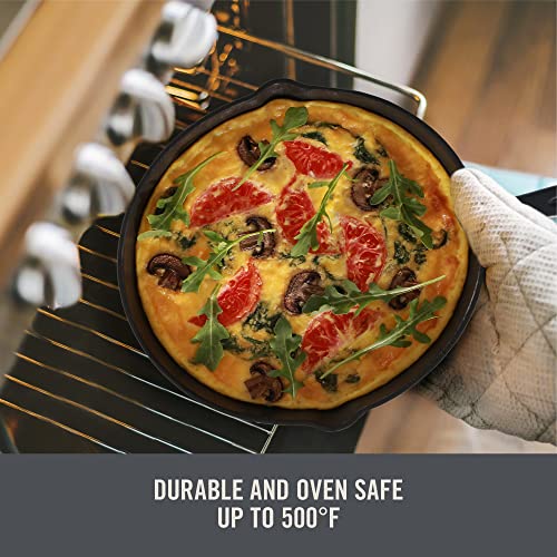 Dash Zakarian Nonstick Cast Iron Skillet with Pour Spouts for Searing, Baking, Grilling, Roasting and More