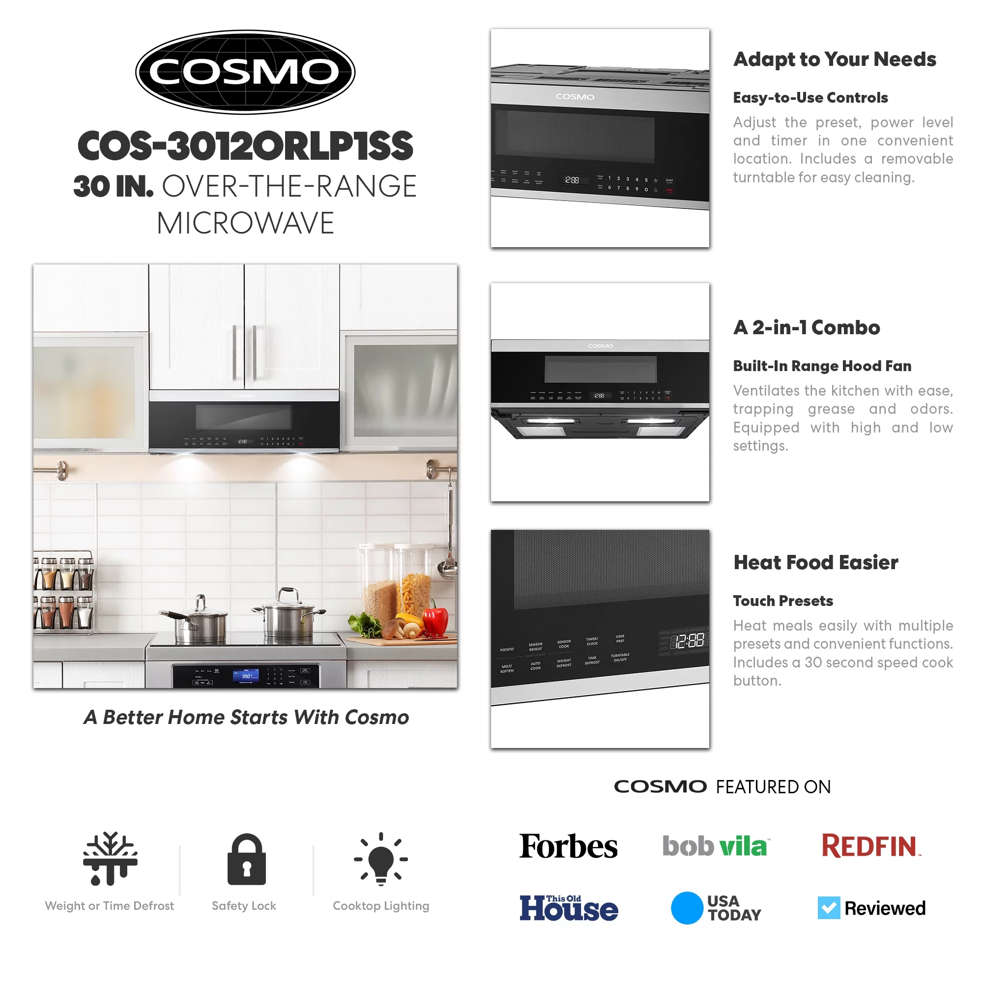 30 in. Slim Over the Range 1.2 cu. ft. Microwave with Automatic Presets