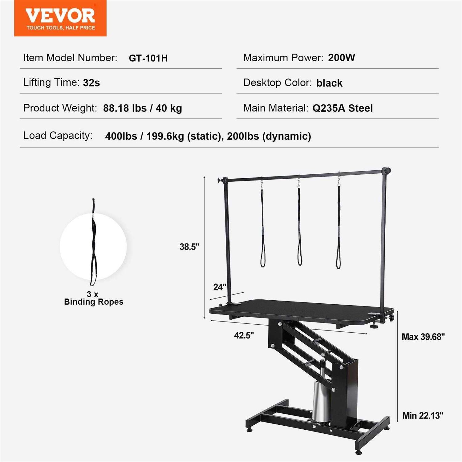VEVOR 43 Hydraulic Pet Grooming Table Heavy Duty Dog Grooming Arm for Medium/ Small Dogs - Pet Supplies online store