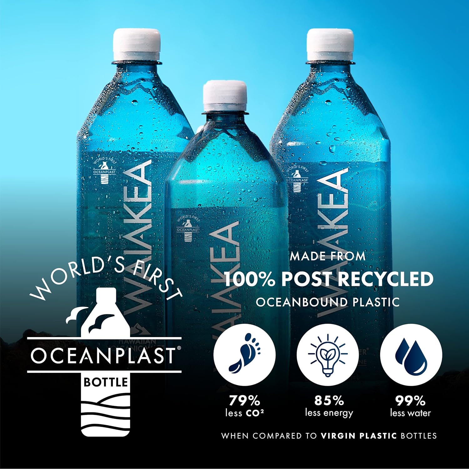 Waiakea Hawaiian Volcanic Water, Naturally Alkaline, 100% Recycled Bottle, 16.9 Fl Oz (Pack of 24) Pack of 2