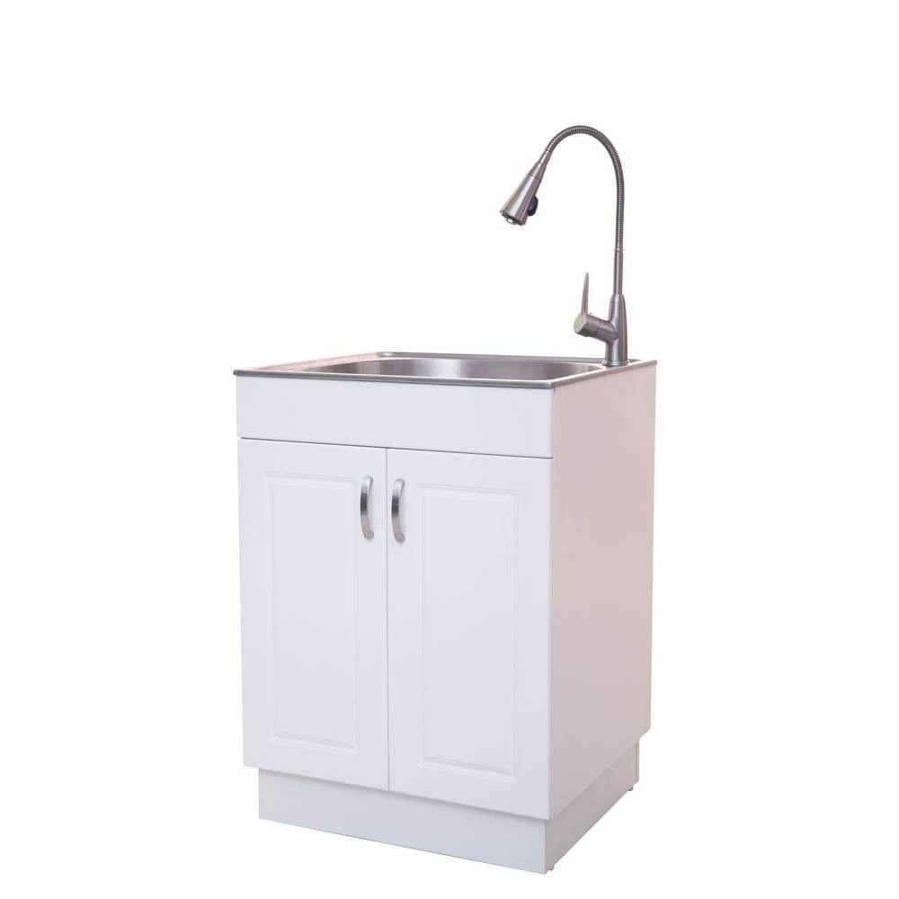 All-in-One 26 in. x 23 in. x 31 in. Stainless Steel Countertop Laundry/Utility Sink and Cabinet ql033y