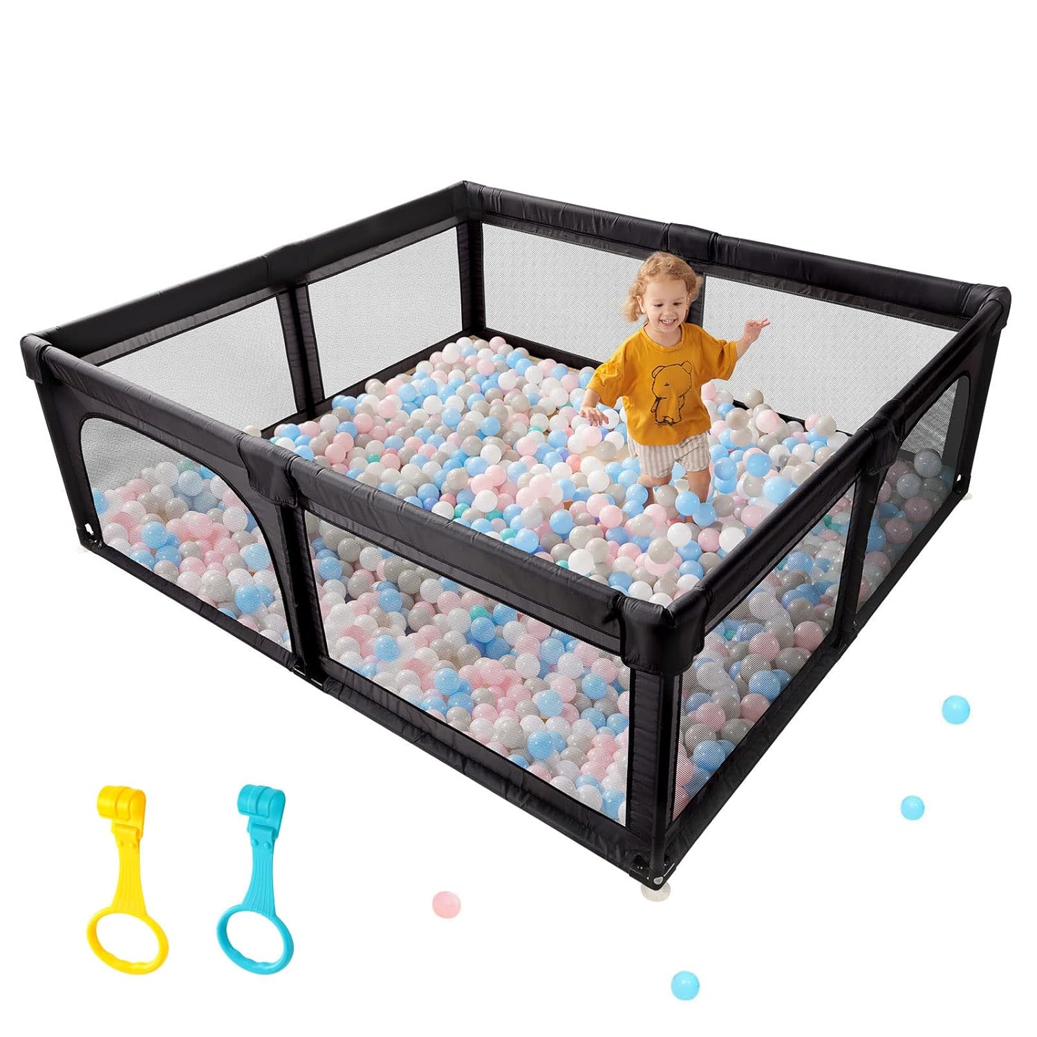 Baby Playpen Play Pens for Babies and Toddlers Extra Large Baby Play Yards Foldable Gate Playpen for Infants Baby Fence Play Area Safety Kids Activity Center(Navy Blue)