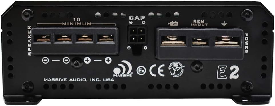 Massive Audio E3 - Car Audio 2,800 Watt Nano Edge Series, Monoblock Car Amplifier, Bass Boost, 1 Ohm Stable