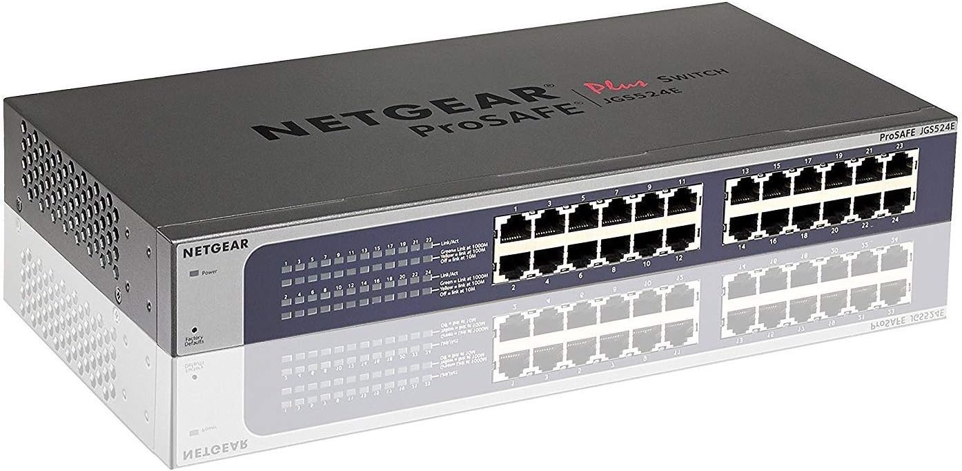 NETGEAR 24-Port Gigabit Ethernet Unmanaged Switch (JGS524) - Desktop or Rackmount, and Limited Lifetime Protection