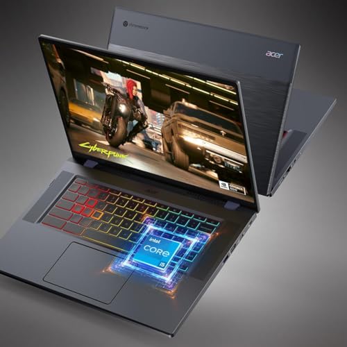 Acer Chromebook 516 GE 16'' QHD (Intel 12th Gen Core i5-1240P, 8GB RAM, 256GB PCIe SSD, RGB Backlit) Cloud Gaming & Business Laptop, WiFi 6E, RJ45, FHD, IST Cable, Chrome OS - 2023, Titanium Gray