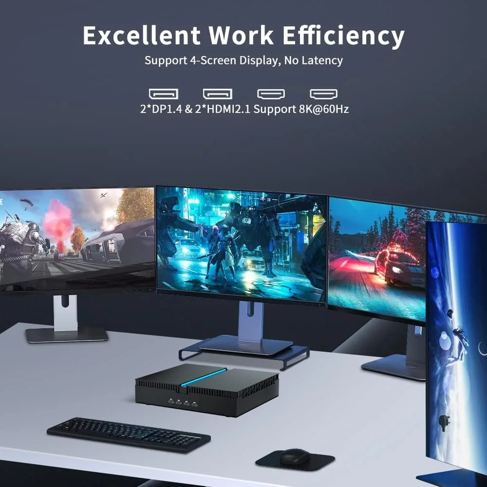 Mini Gaming PC i9-13900F with GeForce RTX4070, Mini Game Desktop Computer 32G DDR5 RAM 1T SSD, Windows 11 Pro, WiFi6E BT5.3, Optical, 1* HDMI 3* DP, 8K, Four Display for Gaming/Design