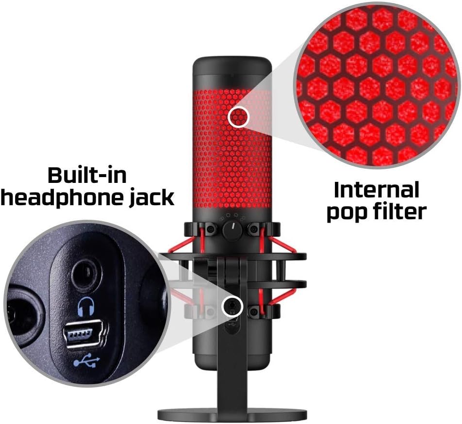 HyperX QuadCast USB Condenser Gaming Microphone for PC, PS4 and Mac (Renewed)