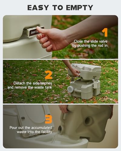 DARTMOOR Portable Toilet, 5.3 gal. RV Toilet for Camping, Outdoor Toilet with Diagonal Seating Storage Box & Built-in Handle, Lightweight HDPE Camping Toilet for Construction Site Road Trip Boating