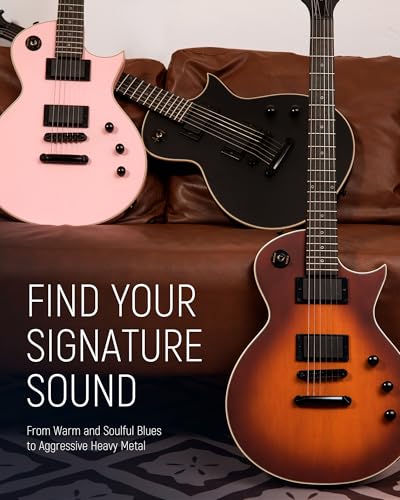 Fesley 39" LP Electric Guitar Kit: Full Size Solid Body Electric Guitars for Beginners with Humbucker Pickups, Poplar Body, Mahogany Neck,22 Frets,6 String Guitar with Gig Bag,Cable,FLP350,Matte,Black