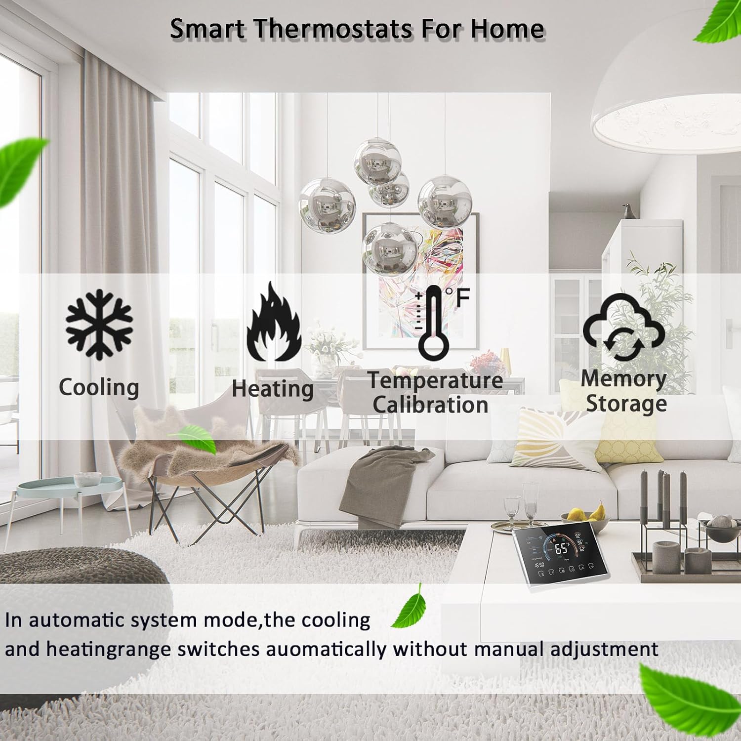 Smart Thermostats for Home, Digital Thermostat with App, WiFi Thermostats for Home, C-Wire Adapter Included, App Thermostat, LCD Color Screen, Voice Control, Energy Efficient, Easy DIY()
