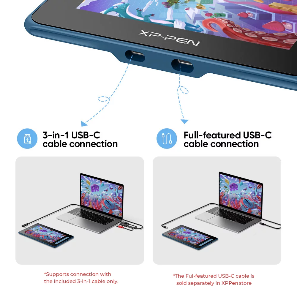 XP Pen Artist 10 2nd Graphics Tablet with Screen Latest X3 Smart Chip Drawing Tablet Pens Display with 8192 Pressure Stylus For Animator Designer Beginners of Digital Painting, Blue