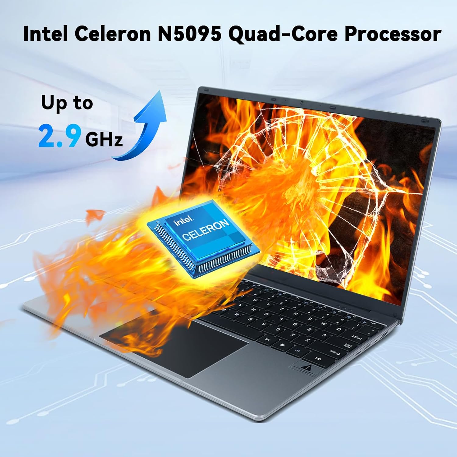15.6'' Laptop 12GB DDR4 512GB SSD, Quad-Core Intel Celeron N5095 Processors, Windows 11 1080P IPS FHD Display Laptop Computer,Numeric Keypad USB 3.0, Bluetooth 4.2, 2.4/5G WiFi