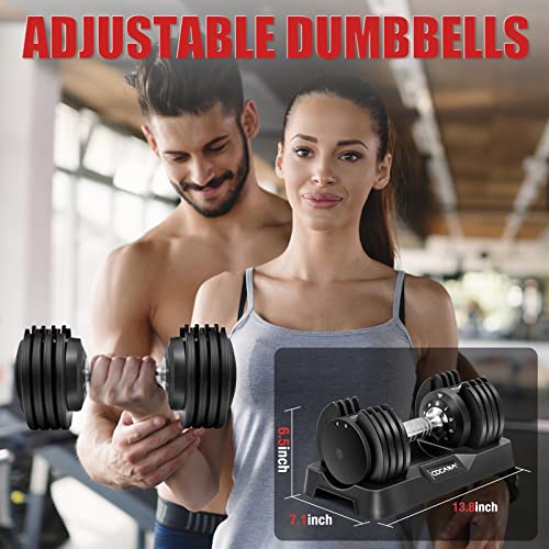 Adjustable Dumbbell Set, 25lb/55lb Free Weight Set Pair Fast Adjust Dumbbell Weight for Exercises,Dumbbells for Men and Women Home Gym Workout Equipment