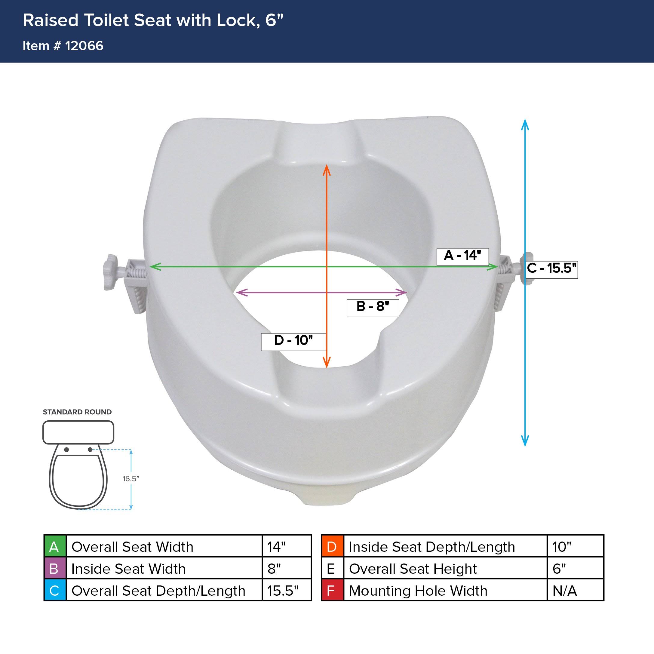 Drive Medical Raised Toilet Seat with Lock 6x22
