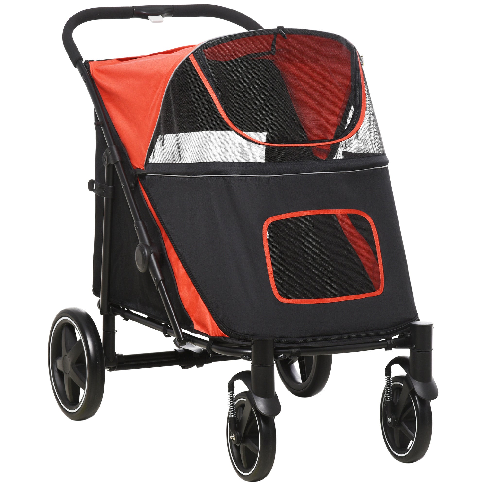 Pet Stroller - Foldable Dog Stroller with 2 Safety Lashes - Gray
