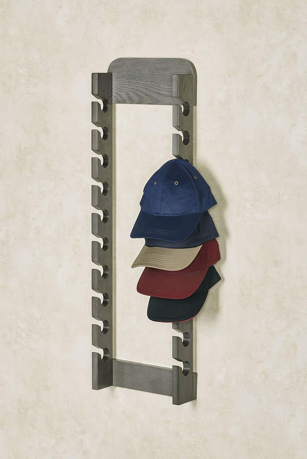 Touch of Class Wooden Cap Display Rack, Mission Red Oak, Triple Rack 30 Hat Slots, Handcrafted, Made of Solid Wood, Vertical Display, 20 Inches Width by 33 Inches High