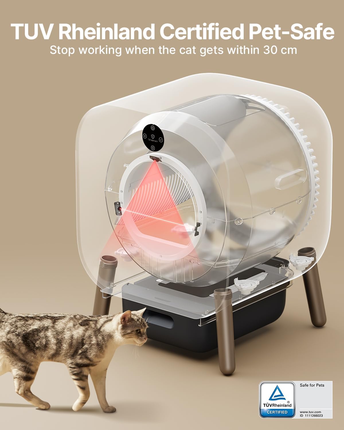Self Cleaning Litter Box, Automatic Cat Litter Box Self Cleaning for Multi Cats, TUV Certified/Anti-Pinch/Safety Protection/Odor Removal/APP Control Extra Large Litter Box with Mat & Liner