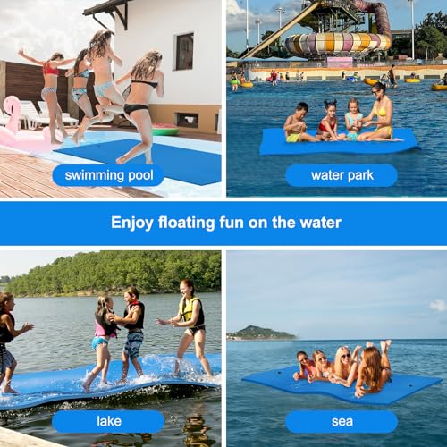 9 Ft x 6 Ft Floating Water Mat for Lake Pool, Foam Water Floating Pad for Fun Water Party Water Recreation and Relaxing, Rollable XPE Foam Lily Pad Floating Mat for Lakes Pools