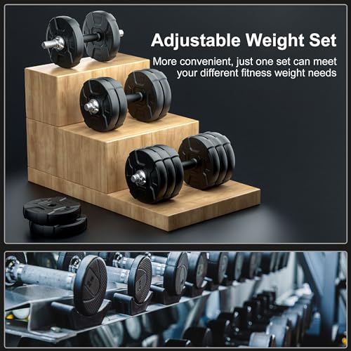 Heavy Adjustable Dumbbell Barbell Set - RUNWE 100 90 70 50 lb Weight set for Option, Metal Dumbbell Grip and Barbell Bar, 1" Center Hole Weight Plate, 3-in-1 Adjustable dumbbell, Barbell and Push-up Stand