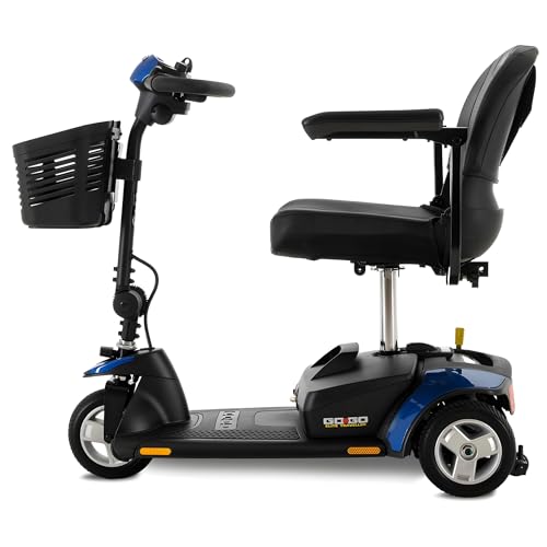 Pride Mobility Go Go Elite Traveller 3-Wheel Scooter - Travel Mobility for Adults, 18 Ah Battery, 300 Lbs Weight Capacity, Blue, Seat Dimensions - 17" W x 17" D - SC40E-18AH