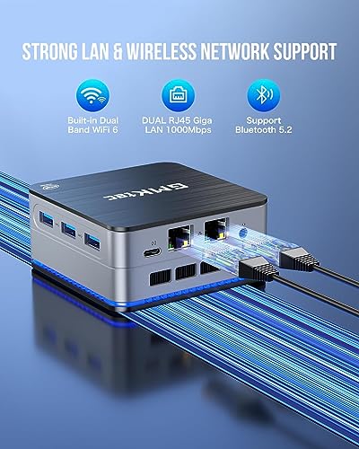 GMKtec Desktop Mini PC Intel N100 Windows 11 Pro 12GB DDR5 256GB SSD Dual LAN, Mini Computer 4K Triple Display, WiFi6, BT5.2, Energy Efficient