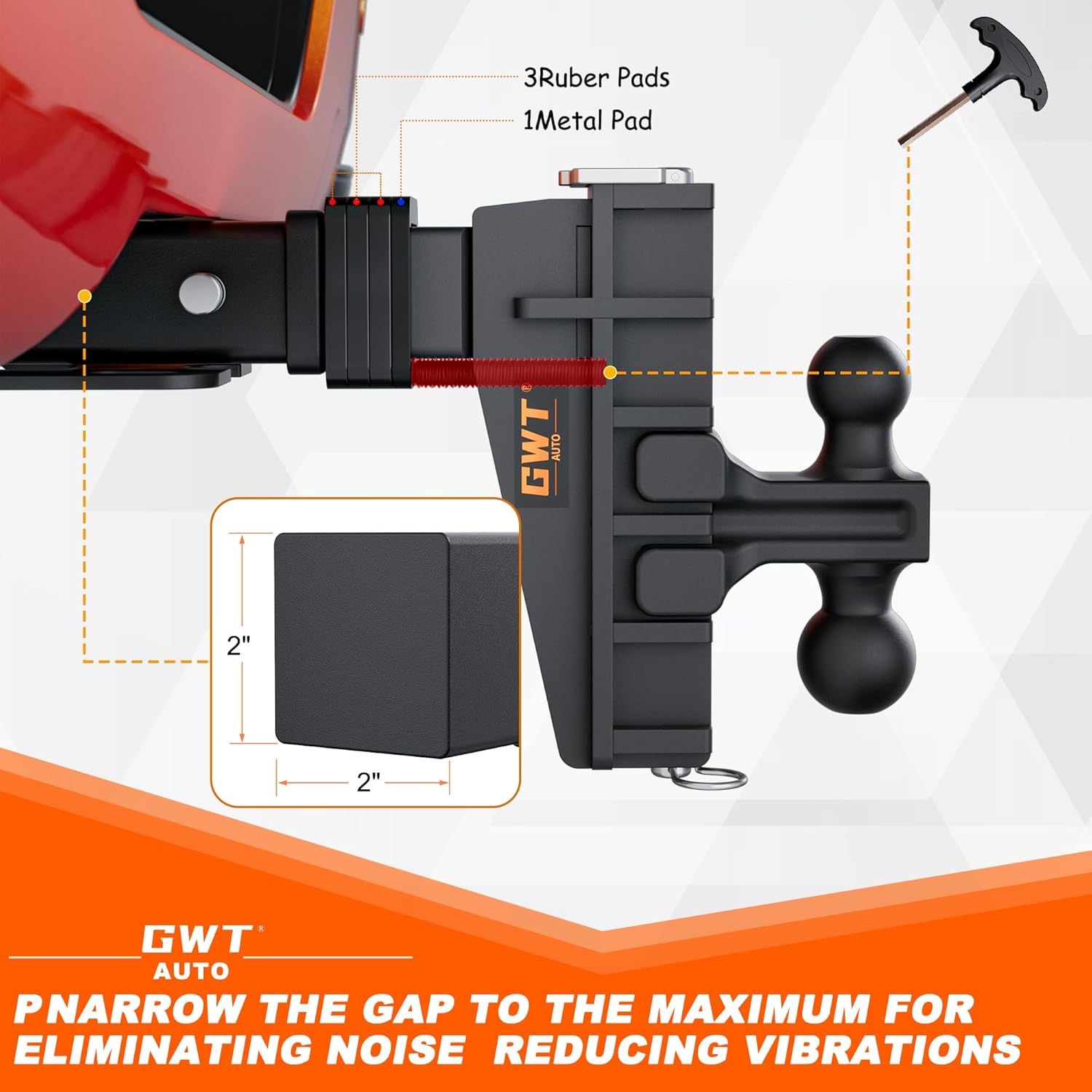 Dual-Ball Adjustable Trailer Hitch(2"&2-5/16"), Fits 2-Inch Receiver, 6 Inch Drop/Rise Drop Cushioned Hitch, 25,000 LBS GTW-Tow Hitch for Truck, Solid Ball Mount, Black, Heavy Duty
