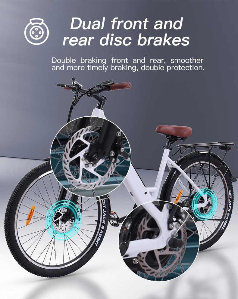 Electric Bike M3 for Adults, 26" x 2.1 Fat Tire Electric Bicycle, 500w Motor 48V 10.4Ah Removable Lithium Battery, 20MPH Electric Mountain Bike, Suspension Fork, 7 Speed Gear