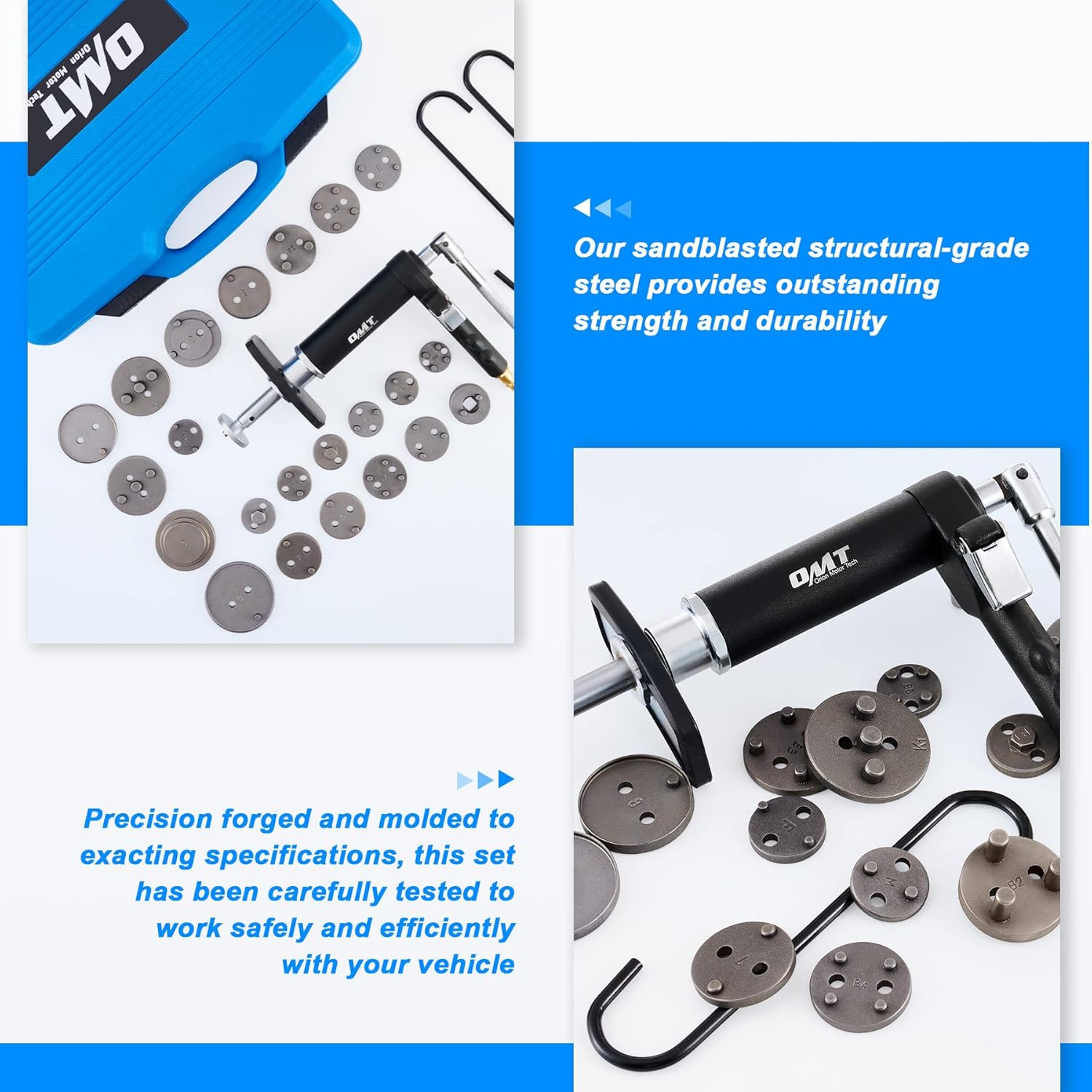 Orion Motor Tech 23pc Brake Caliper Compression Tool, Pneumatic Brake Caliper Tool with 22 Disc Adapters and 2 Caliper Hangers, Brake Piston Compressor Tool for Mechanics