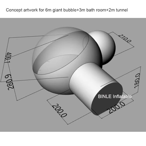 Inflatable Bubble Tent with 2 Rooms Dome Tunnel Camping Event House Outdoor Big (16.5ft Diamater + 8ft Rooms)