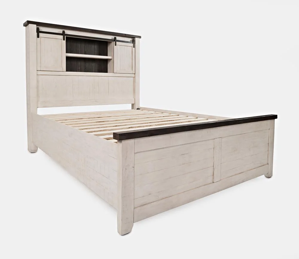 Jofran Madison County Rustic Reclaimed Pine Farmhouse Queen Barn Door Bed