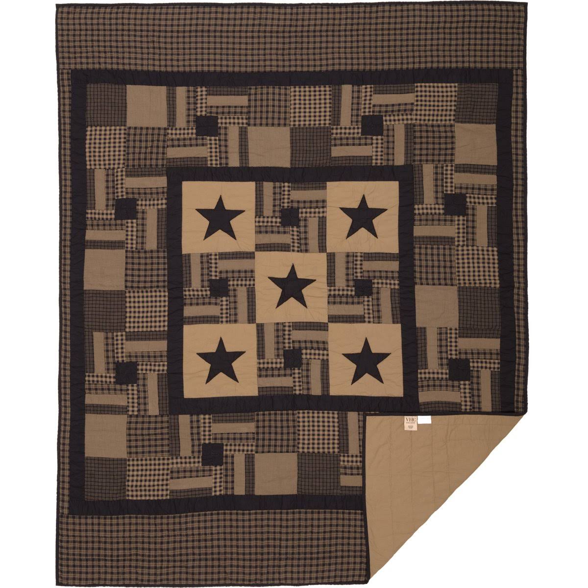 Black Check Star California King Quilt