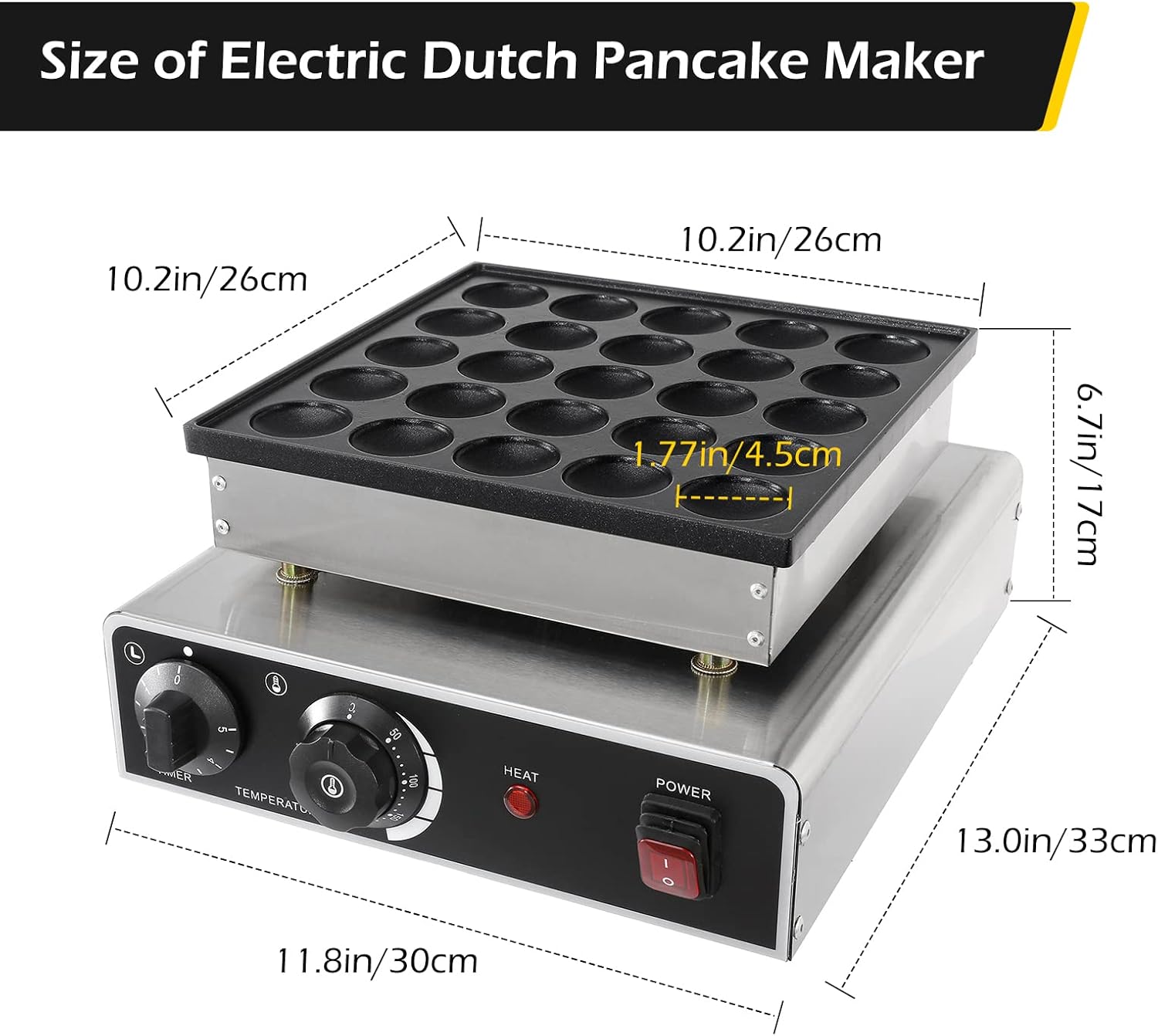 Dyna-Living Mini Dutch Pancake Maker 25PCS Commercial Mini Pancake Maker Non-stick Dorayaki Maker Electric Dutch Pancake Baker 950W Mini Pancake Dutch Machine for Home Kitchen