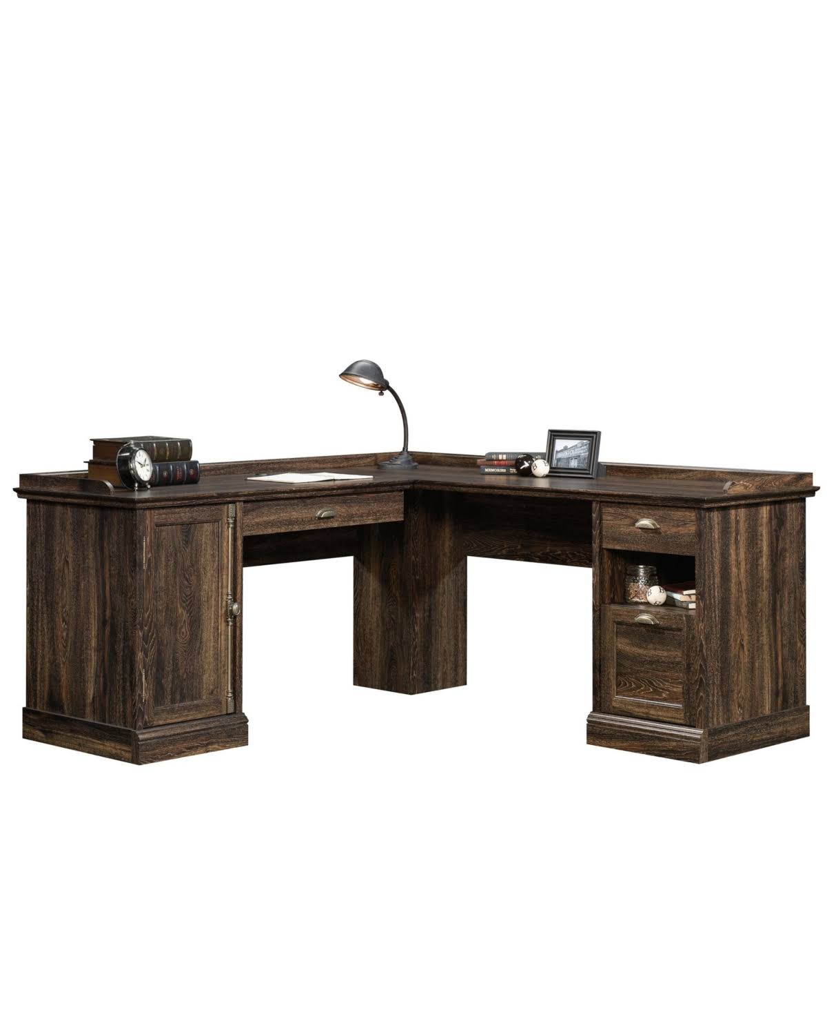 Sauder Barrister Lane L Shaped Computer Desk, Iron Oak