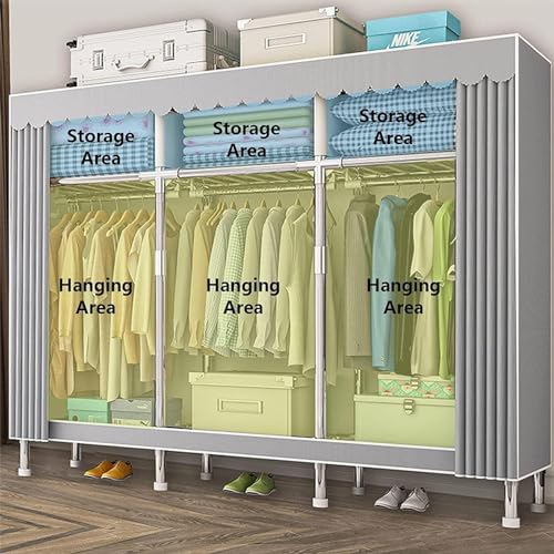 Portable Closets Assembled Storage Wardrobe - Multifunctional Portable Wardrobe Rack, Wardrobe, Simple Fabric Wardrobe, Furniture Bedroom Wardrobes, Small Apartment Hanging Wardrobe/closet, For Rental